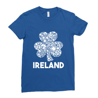 Ireland Shamrock Saint Patrick's Day Ladies Fitted T-shirt Designed By Kiwonxtees