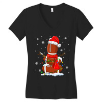 Football American Football Snowman Santa Hat Xmas Lights Christmas 98 Women's V-neck T-shirt | Artistshot