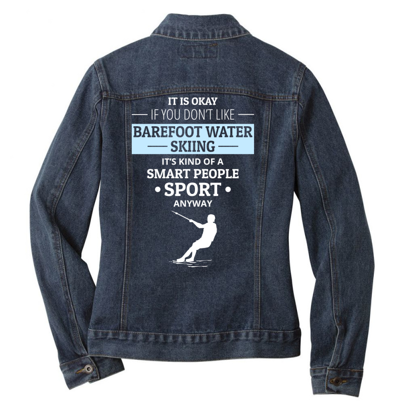 Barefoot Skiing Water Sport Motorboat Ladies Denim Jacket by Tasteful Tees | Artistshot