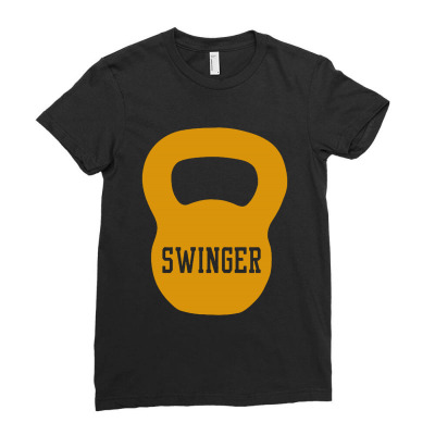 Kettlebell Swinger Ladies Fitted T-shirt Designed By Joo Joo Designs