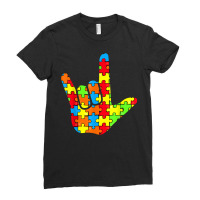 Asl Love Sign Language Autism Gift Awareness Support T Shirt Ladies Fitted T-shirt | Artistshot