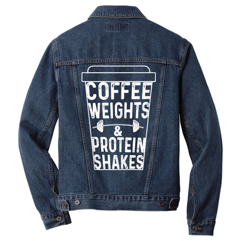 Coffee Weights & Protein Shakes Funny Lifting Tank Top Men Denim Jacket | Artistshot