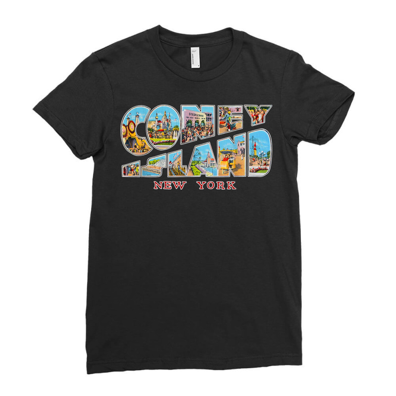 Coney Island New York Ny Vintage Retro Souvenir T Shirt Ladies Fitted T-Shirt by tandonwelters | Artistshot