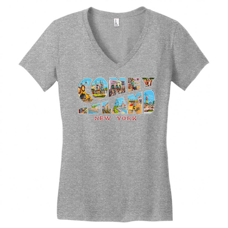 Coney Island New York Ny Vintage Retro Souvenir T Shirt Women's V-Neck T-Shirt by tandonwelters | Artistshot