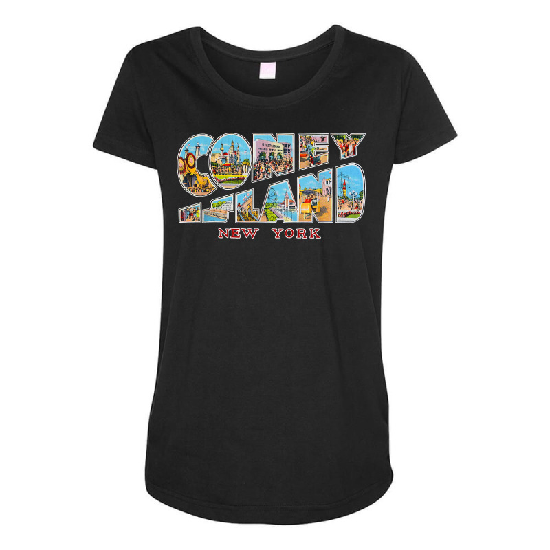 Coney Island New York Ny Vintage Retro Souvenir T Shirt Maternity Scoop Neck T-shirt by tandonwelters | Artistshot