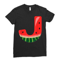 Letter J Capital Alphabet Initial Name Letter J Watermelon T Shirt Ladies Fitted T-shirt | Artistshot