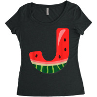 Letter J Capital Alphabet Initial Name Letter J Watermelon T Shirt Women's Triblend Scoop T-shirt | Artistshot