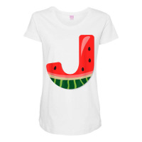 Letter J Capital Alphabet Initial Name Letter J Watermelon T Shirt Maternity Scoop Neck T-shirt | Artistshot