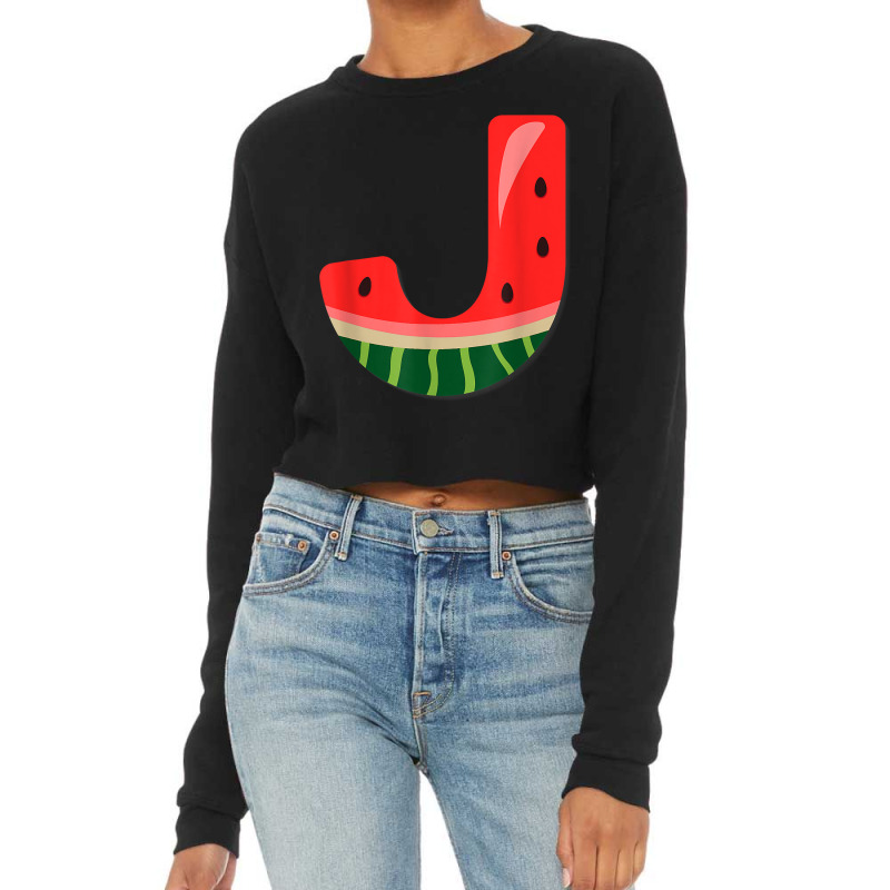 Letter J Capital Alphabet Initial Name Letter J Watermelon T Shirt Cropped Sweater by gillanbepicaia | Artistshot