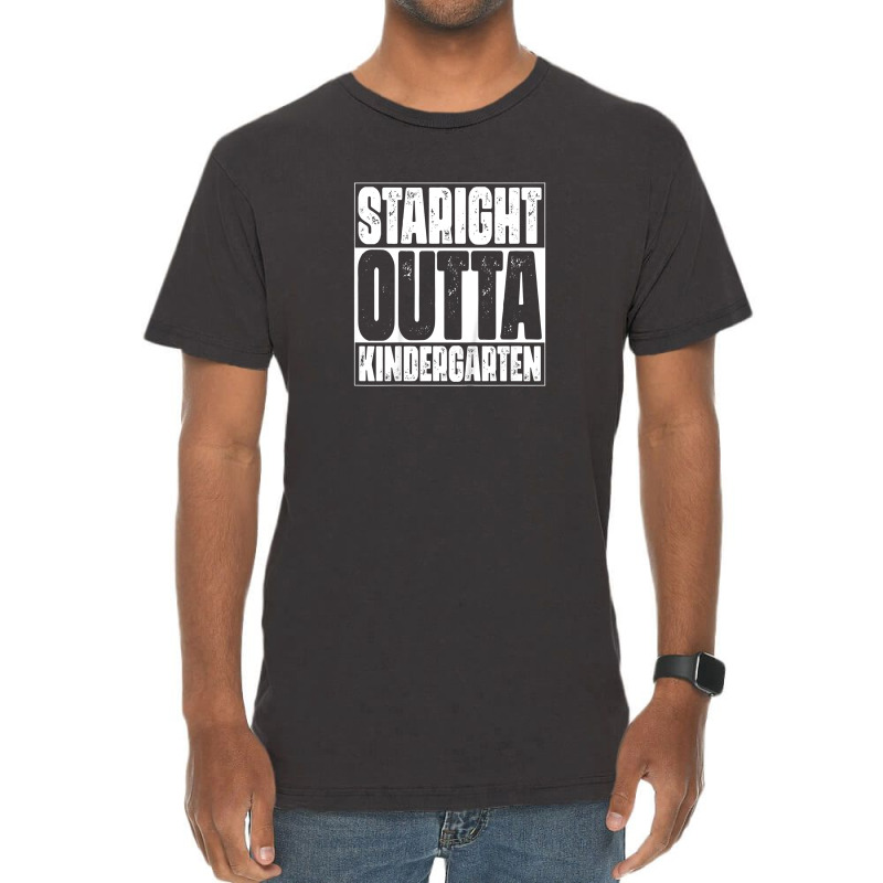 Kids Straight Outta Kindergarten Funny First Day Of School Vintage T-shirt | Artistshot