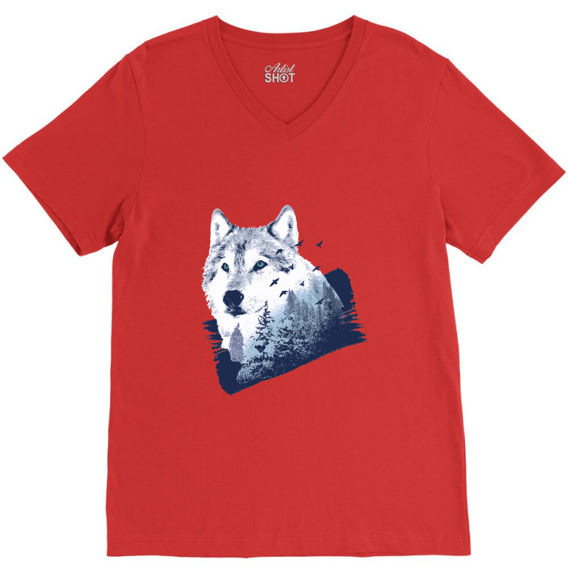 Wolf Forest V-Neck Tee by wulanguritnoo | Artistshot