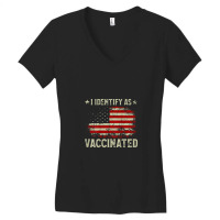 I Identify As Vaccinated American Flag Vaccinated Women's V-neck T-shirt | Artistshot