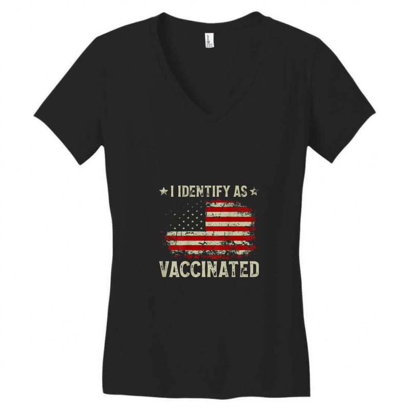 I Identify As Vaccinated American Flag Vaccinated Women's V-Neck T-Shirt by kerjalembor | Artistshot