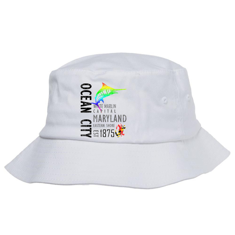 Ocean City Maryland White Marlin Capital Eastern Shore T Shirt Bucket Hat | Artistshot