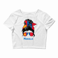 Mongolian Girl Mongolia Girl Mongol Woman Flag T Shirt Crop Top | Artistshot