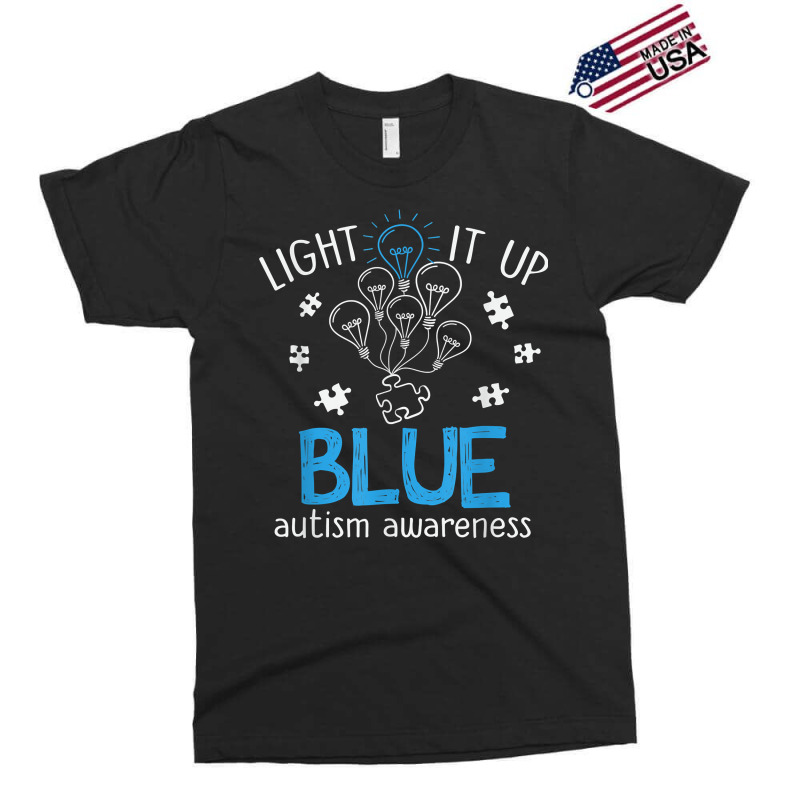 Light It Up Blue Autism Awareness Autistic Puzzle Piece T Shirt Exclusive T-shirt by waltervanderwilt1 | Artistshot