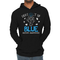 Light It Up Blue Autism Awareness Autistic Puzzle Piece T Shirt Lightweight Hoodie | Artistshot