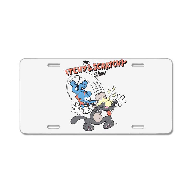 Us The Simpsons Itchy & Scratchy Hammer 01 Heather Grey H Pullover Hoo License Plate | Artistshot