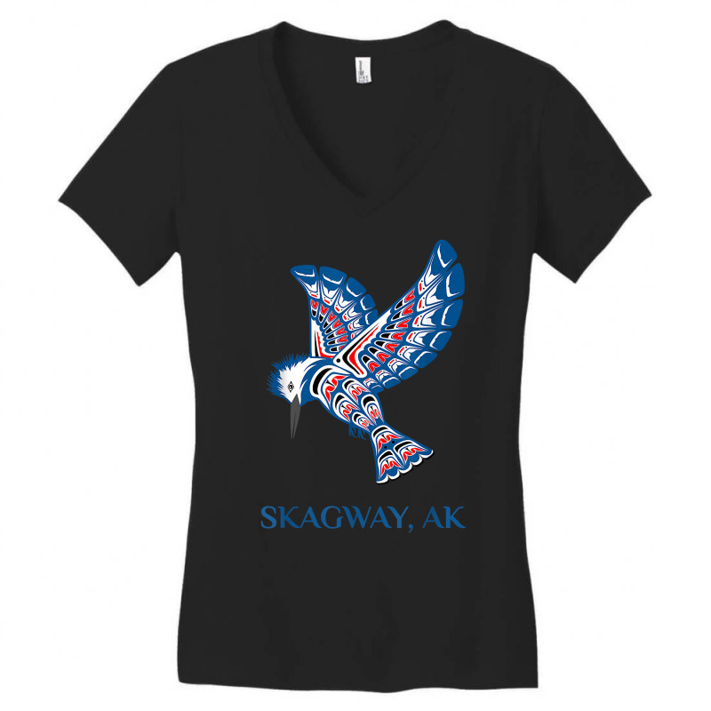 Skagway Alaska Kingfisher Native American Indian Bird Art T Shirt Women's V-Neck T-Shirt by damarcusswabb | Artistshot