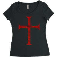 Mens Distressed Deus Vult Knights Templar Cross, Crusader T Shirt Women's Triblend Scoop T-shirt | Artistshot