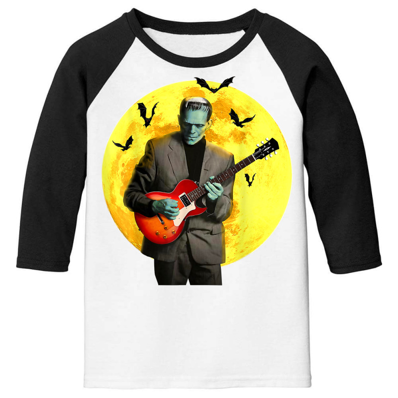 Frankenguitar Frankenstein Plays Electric Guitar Halloween T Shirt Youth 3/4 Sleeve by gillanbepicaia | Artistshot