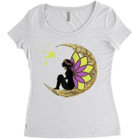 Womens Stargazing Fairy Lotus Flower Moon T Shirt Women's Triblend Scoop T-shirt | Artistshot