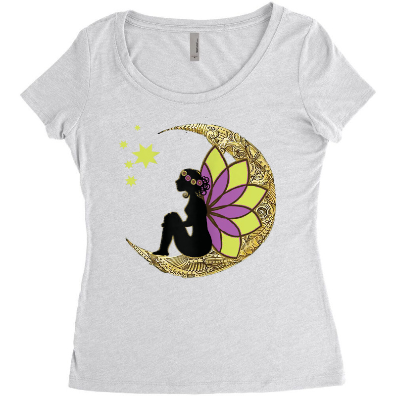 Womens Stargazing Fairy Lotus Flower Moon T Shirt Women's Triblend Scoop T-shirt by emly9i8u7y6y5t | Artistshot