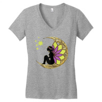 Womens Stargazing Fairy Lotus Flower Moon T Shirt Women's V-neck T-shirt | Artistshot