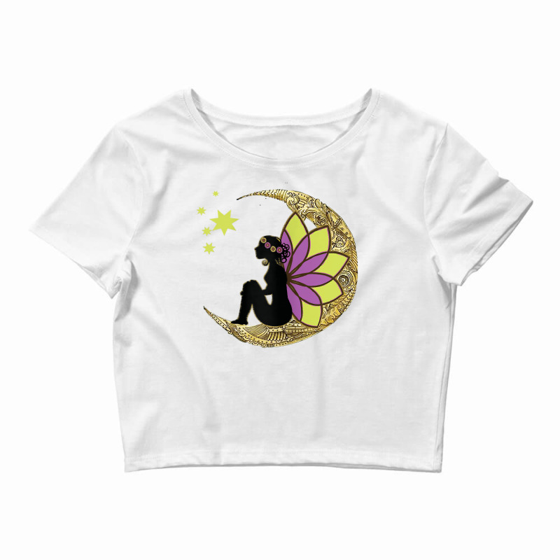 Womens Stargazing Fairy Lotus Flower Moon T Shirt Crop Top by emly9i8u7y6y5t | Artistshot