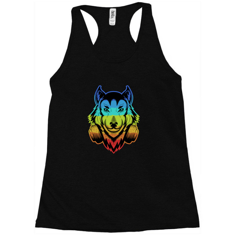 Wolf Headphone Colorful Racerback Tank by andypp | Artistshot