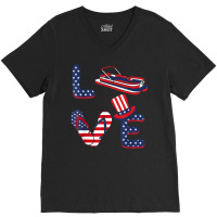 Pontoon Boat Sailboat Boating Independence Day Patriotic T Shirt V-neck Tee | Artistshot