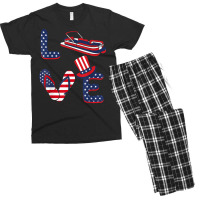 Pontoon Boat Sailboat Boating Independence Day Patriotic T Shirt Men's T-shirt Pajama Set | Artistshot