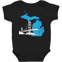 Great Lakes Shaped Men Women Summer Michigan Mackinac Bridge Pullover Baby Bodysuit | Artistshot