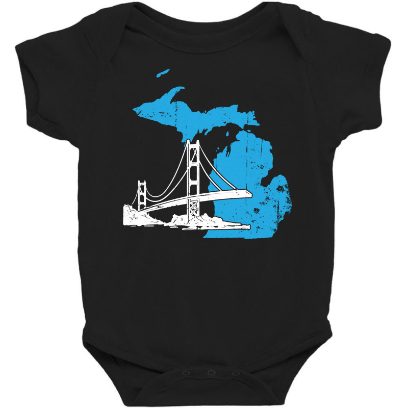 Great Lakes Shaped Men Women Summer Michigan Mackinac Bridge Pullover Baby Bodysuit by erinlorrai | Artistshot