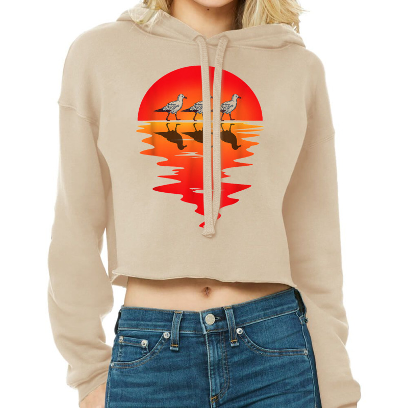 Flocks Of Seagull Vintage Sunset Seabird Harbour Albatros Cropped Hoodie by anneevans358 | Artistshot