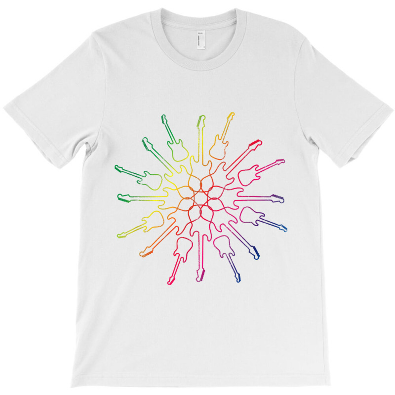 Colored Kaleidoscope Pattern Electric Guitar Gift T-Shirt by anneevans358 | Artistshot