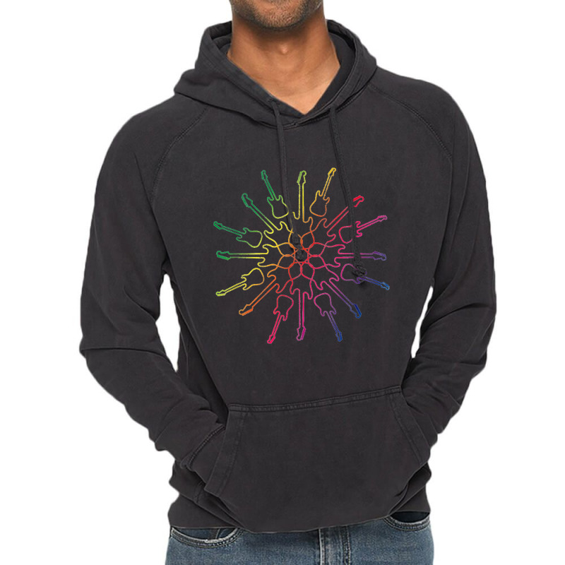 Colored Kaleidoscope Pattern Electric Guitar Gift Vintage Hoodie by anneevans358 | Artistshot