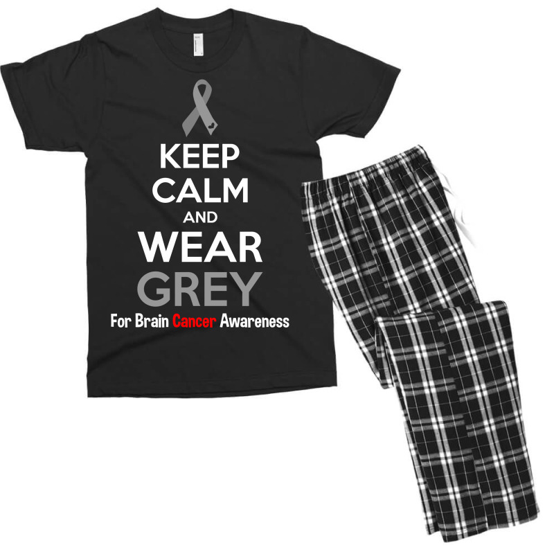 Keep Calm And Wear Grey (for Brain Cancer Awareness) Men's T-shirt Pajama Set | Artistshot