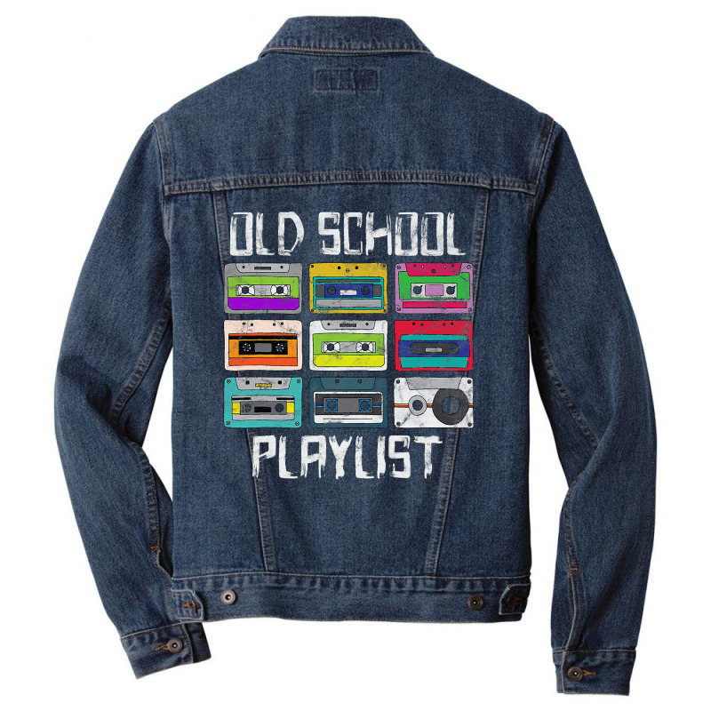 Cas.sette Tape Mu.sic T Shirt Retro 80s  Playlist T Sh Men Denim Jacket by new121 | Artistshot