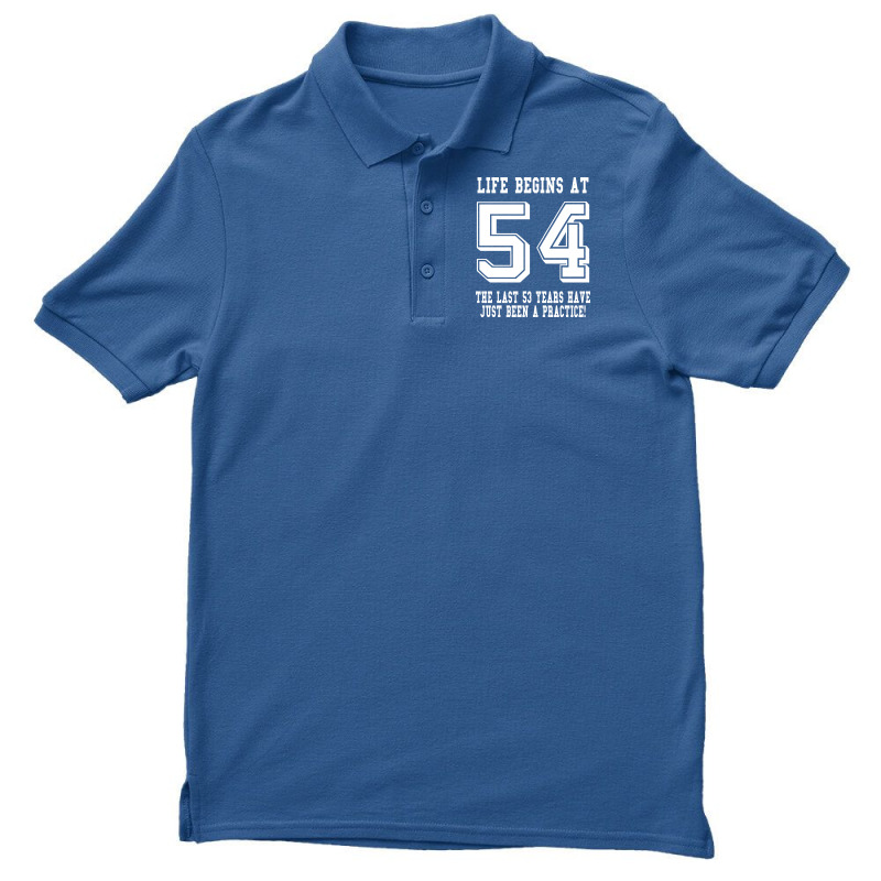 54th Birthday Life Begins At 54 White Men's Polo Shirt | Artistshot