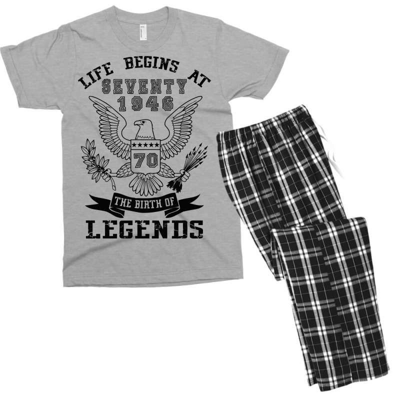 Life Begins At Seventy 1946 The Birth Of Legends Men's T-shirt Pajama Set | Artistshot