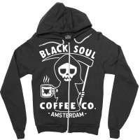 Funny Coffee T Shirt Amsterdam T Shirt Black Soul Coffee Cafe Grim Rea Zipper Hoodie | Artistshot