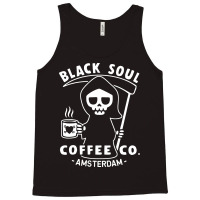 Funny Coffee T Shirt Amsterdam T Shirt Black Soul Coffee Cafe Grim Rea Tank Top | Artistshot