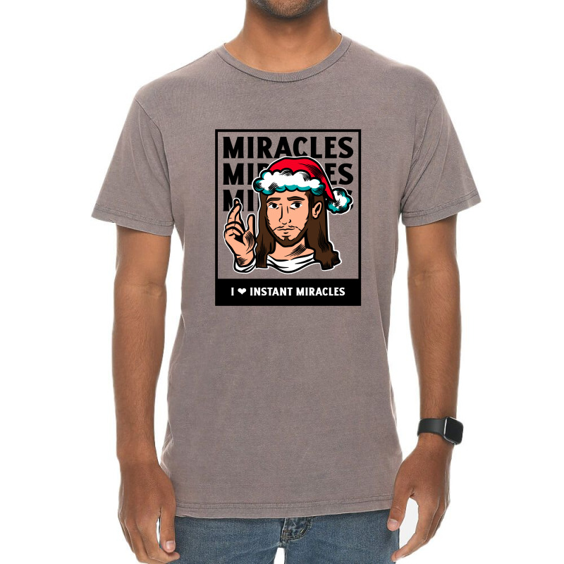 I Love Instant Miracles With Jesus Wearing Santa Hat Vintage T-Shirt by Favorite | Artistshot