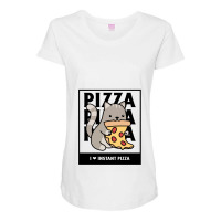 I Love Instant Pizza Funny Italian Fast Food With A Cute Cate Maternity Scoop Neck T-shirt | Artistshot