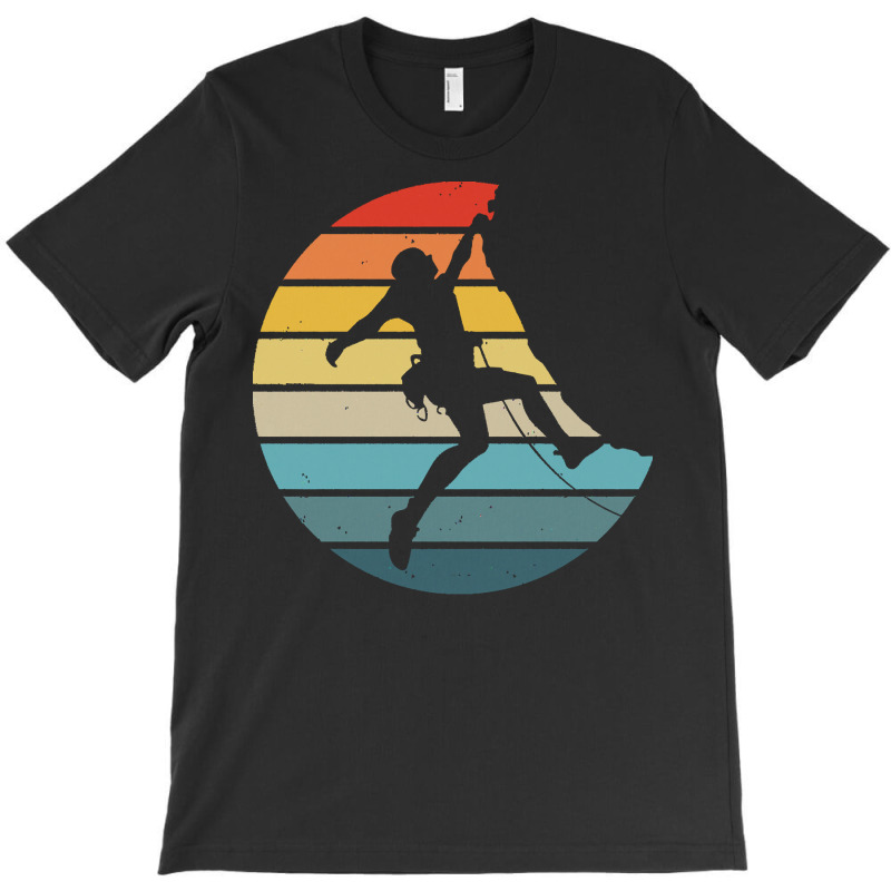 Bouldering T  Shirt Bouldering Silhouette On A Distressed Retro Sunset T-shirt | Artistshot