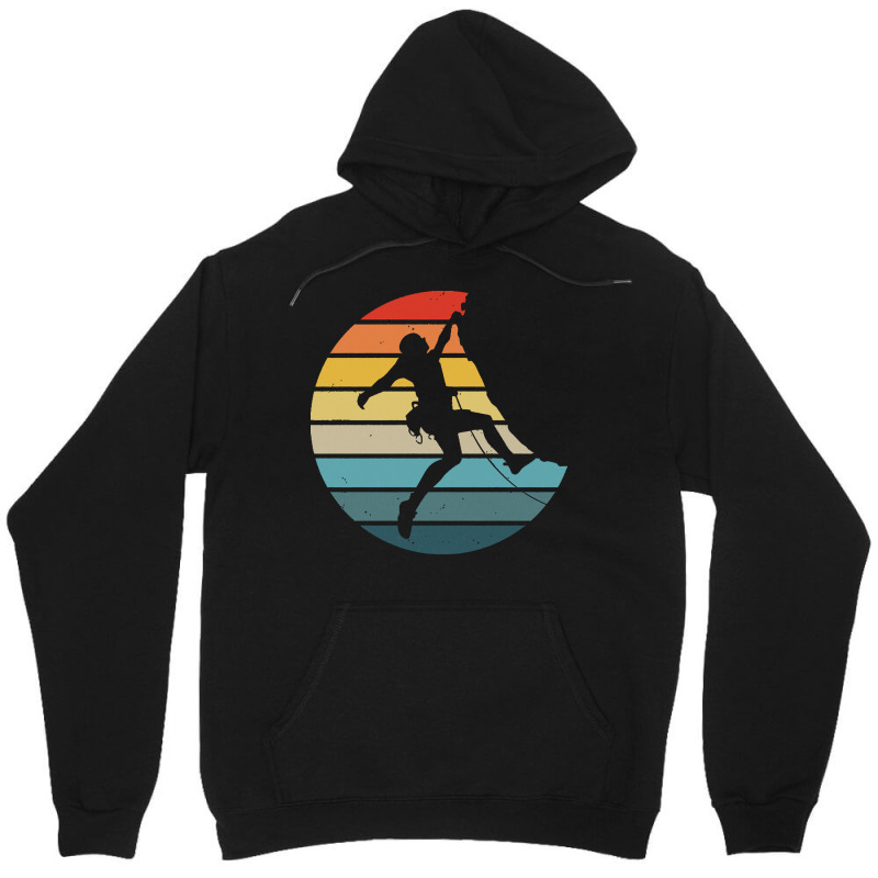 Bouldering T  Shirt Bouldering Silhouette On A Distressed Retro Sunset Unisex Hoodie | Artistshot