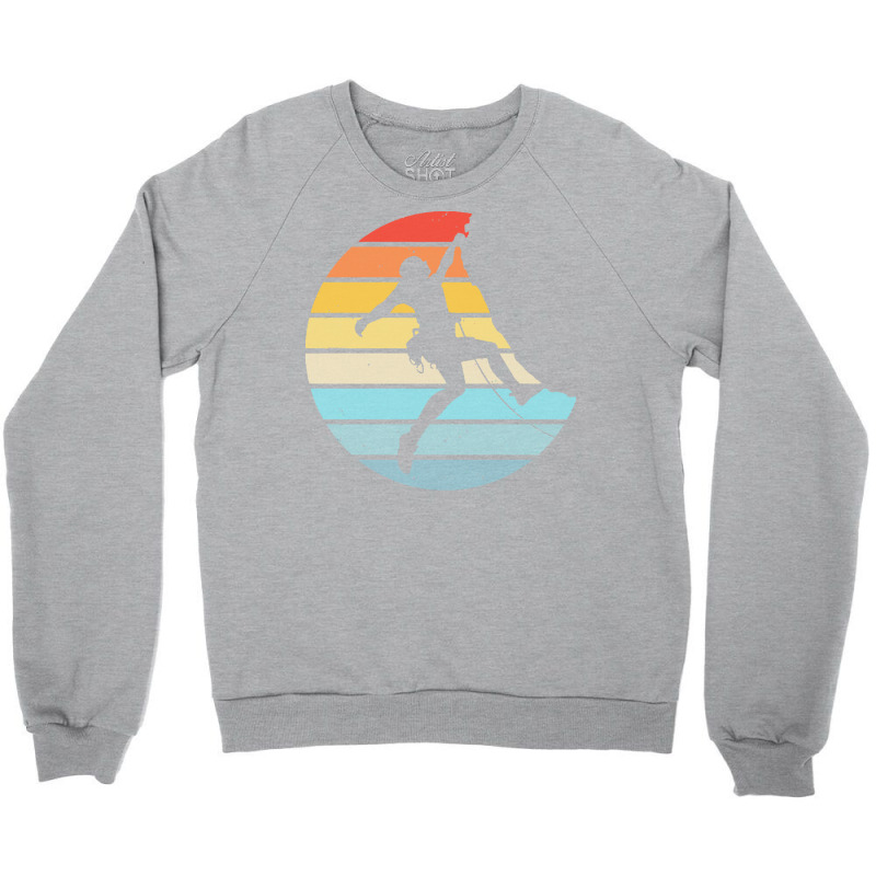 Bouldering T  Shirt Bouldering Silhouette On A Distressed Retro Sunset Crewneck Sweatshirt | Artistshot