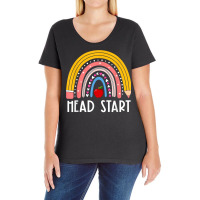 Rainbow Pencil Head Start Funny Teacher Life Back To School T Shirt Ladies Curvy T-shirt | Artistshot