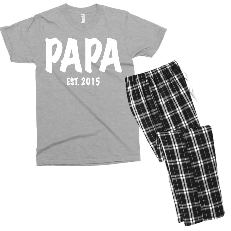 Papa Est. 2015 W Men's T-shirt Pajama Set | Artistshot